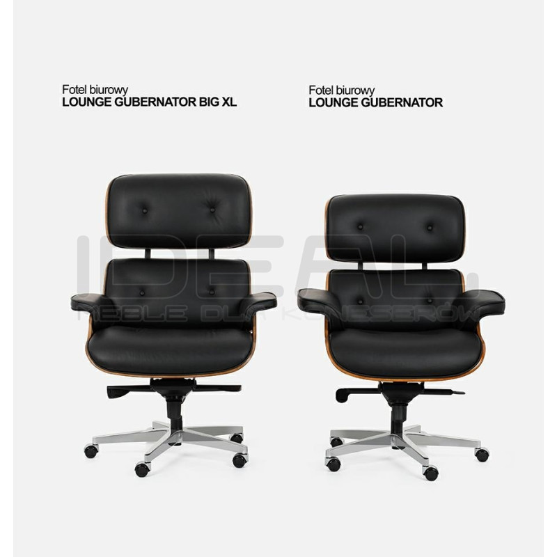 Fotel biurowy Bauhaus Lounge Gubernator Big XL czarny sklejka orzech