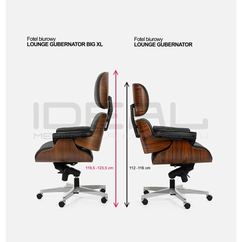 Fotel biurowy Bauhaus Lounge Gubernator Big XL czarny sklejka orzech