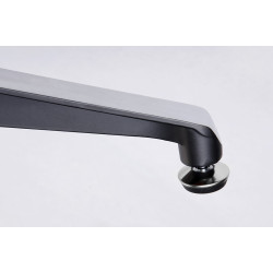 Fotel Lounge z podnóżkiem czarny skóra naturalna, sklejka orzech