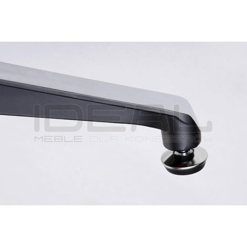 Fotel Lounge z podnóżkiem czarny skóra naturalna, sklejka orzech