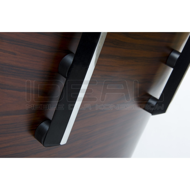 Fotel Lounge z podnóżkiem czarny skóra naturalna, sklejka orzech