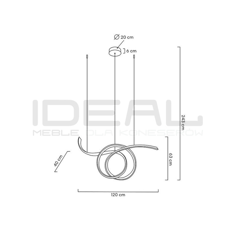 Lampa wisząca kryształowa WAVE 120 złota
