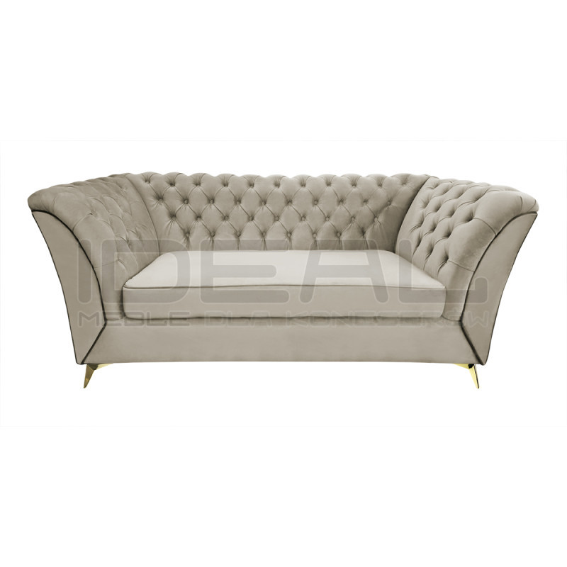 Sofa Glamour Chesterfield Luton 3 os. złote nogi