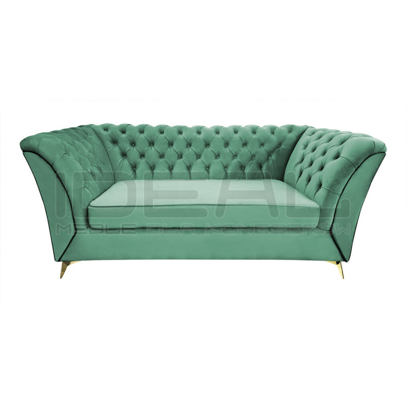 Sofa Glamour Chesterfield Luton 3 os. złote nogi
