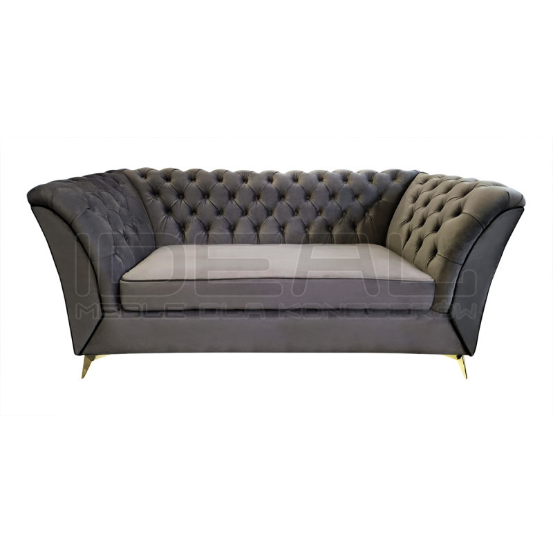 Sofa Glamour Chesterfield Luton 3 os. złote nogi