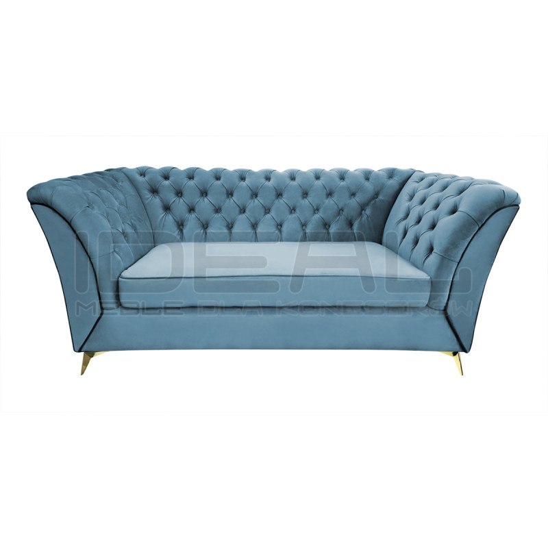 Sofa Glamour Chesterfield Luton 3 os. złote nogi