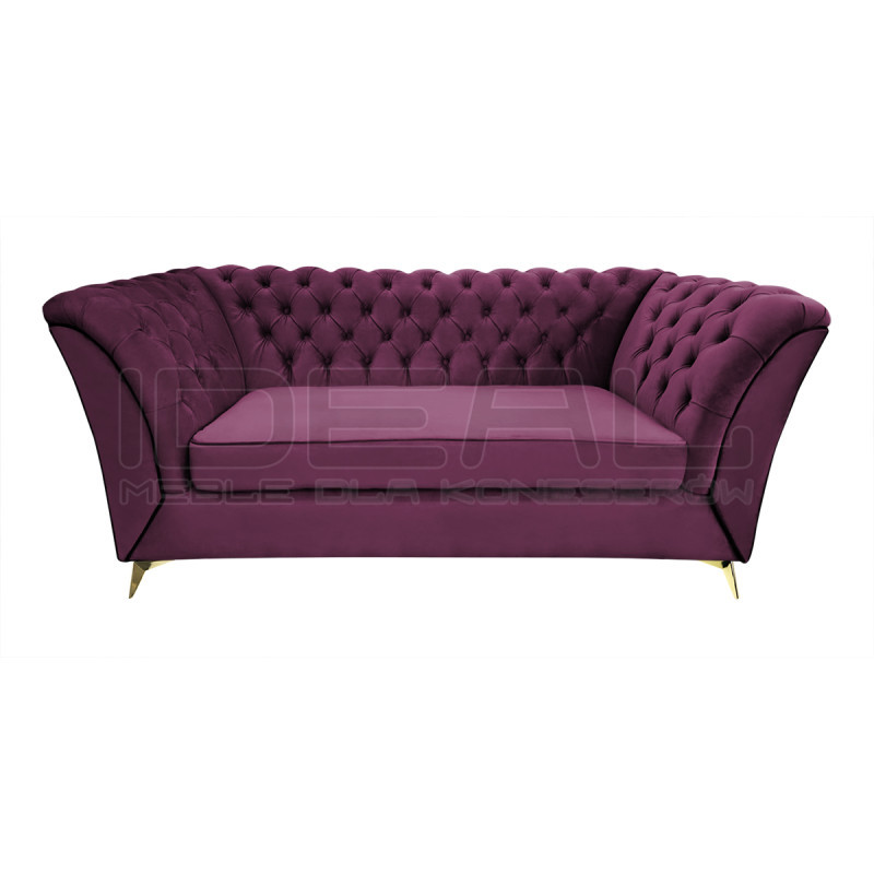 Sofa Glamour Chesterfield Luton 3 os. złote nogi