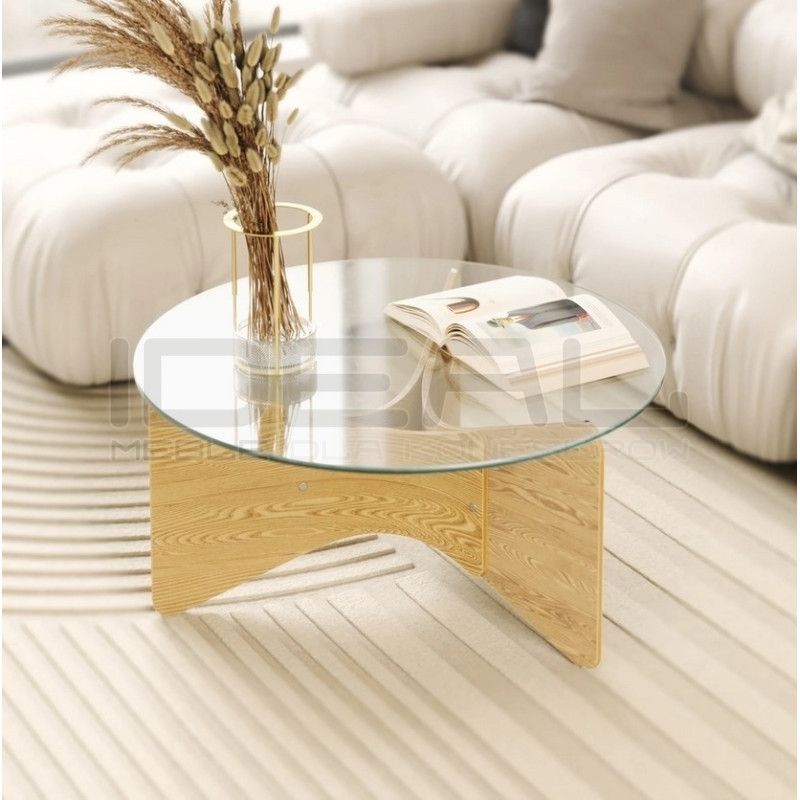 Stolik kawowy MADERA drewno plus szkło