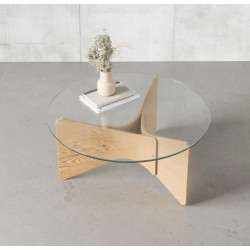 Stolik kawowy MADERA drewno plus szkło