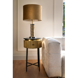 Stolik pomocniczy z szufladą glamour IRONVILLE 40 czarny marmur