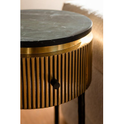 Stolik pomocniczy z szufladą glamour IRONVILLE 40 czarny marmur