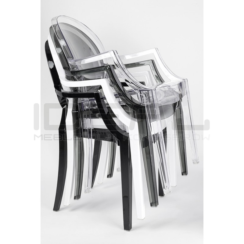 Krzesło Louis Inspirowane Louis Ghost dymione szare transparentne