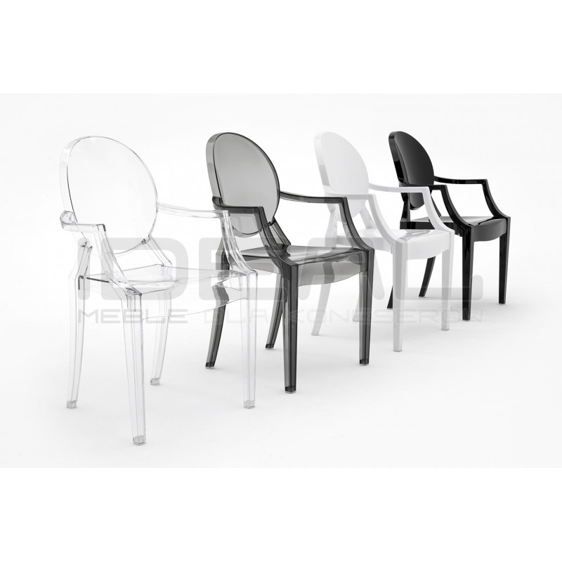 Krzesło Louis Inspirowane Louis Ghost dymione szare transparentne