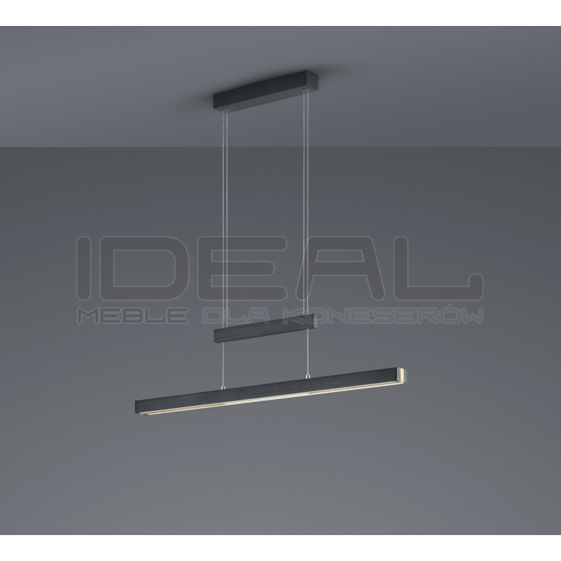 Lampa wisząca Pozioma Bruno czarna złoty akcent Led