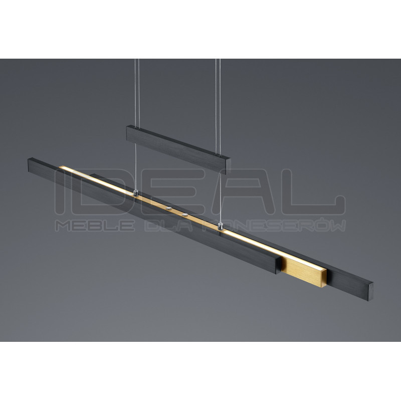 Lampa wisząca Pozioma Bruno czarna złoty akcent Led
