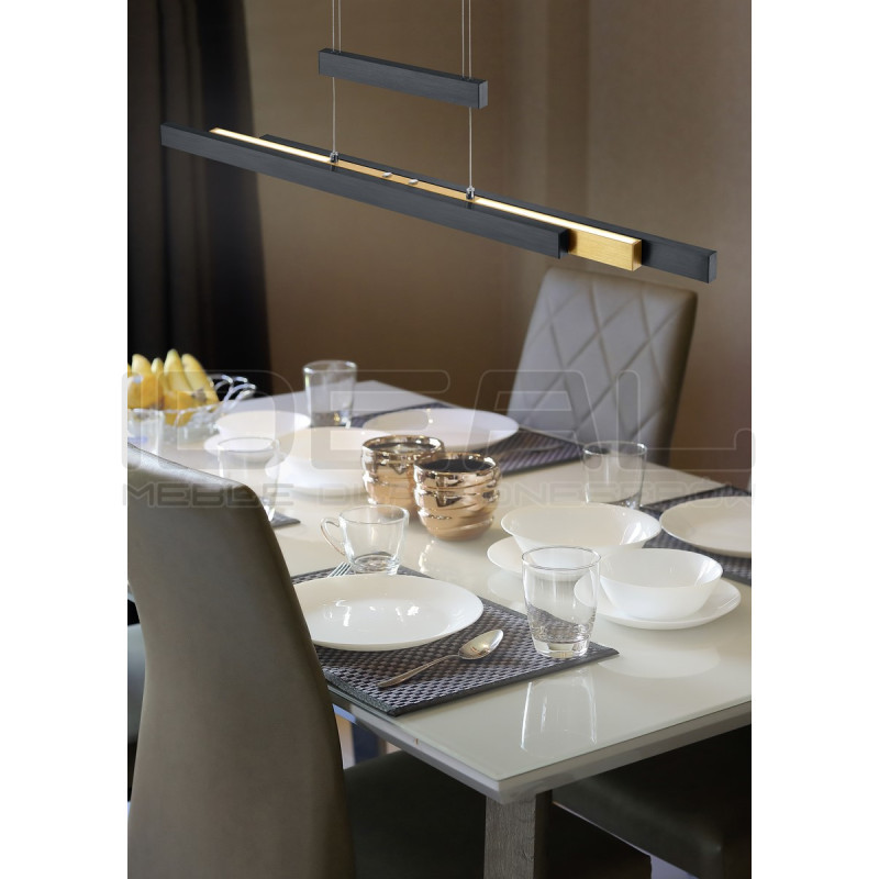 Lampa wisząca Pozioma Bruno czarna złoty akcent Led