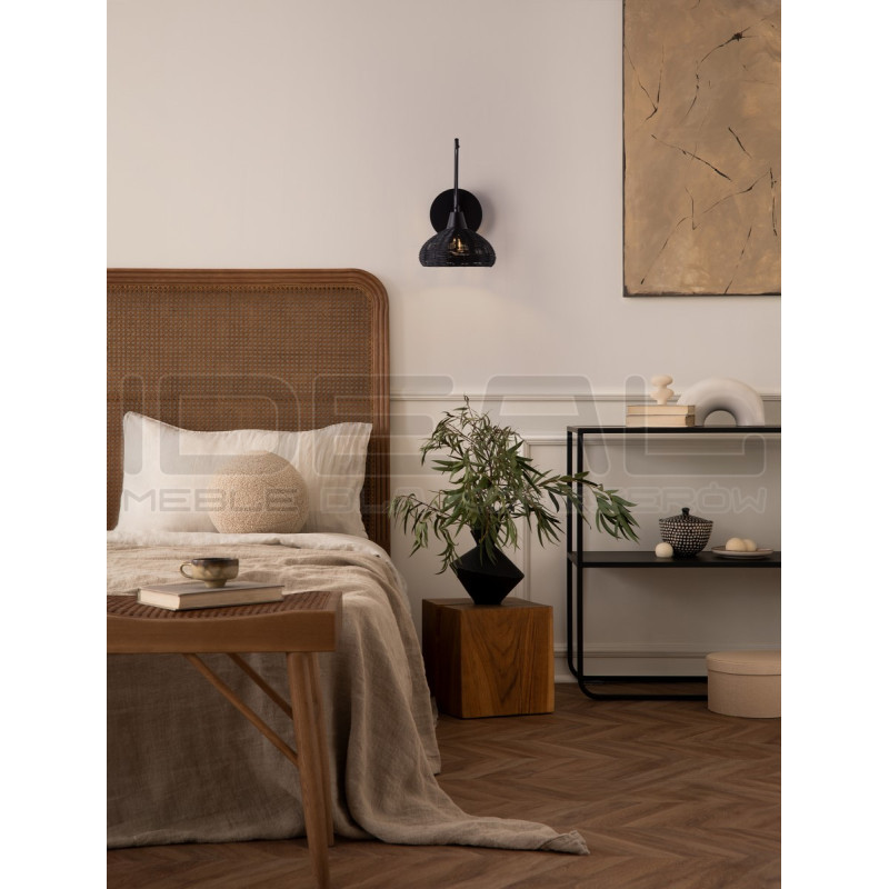 Kinkiet boho Summer rattan czarny