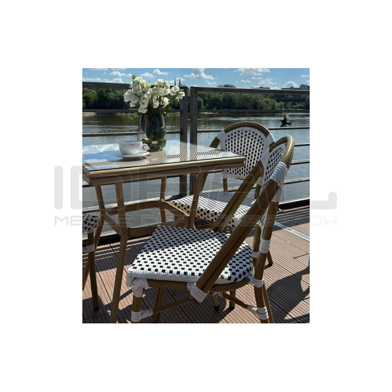 Krzesło ogrodowe Boho Caffe Paris białe rattan