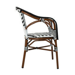 Krzesło ogrodowe CAFE AZURE z podłokietnikami biało czarne