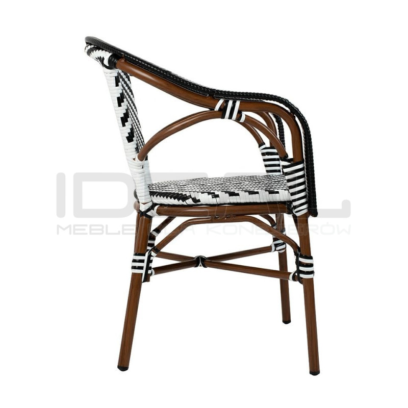 Krzesło ogrodowe CAFE AZURE z podłokietnikami biało czarne