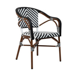 Krzesło ogrodowe CAFE AZURE z podłokietnikami biało czarne