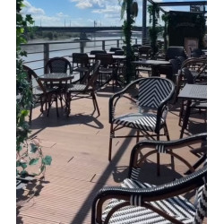 Krzesło ogrodowe CAFE AZURE z podłokietnikami biało czarne