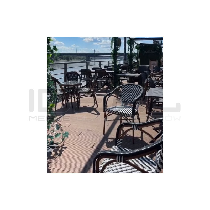 Krzesło ogrodowe CAFE AZURE z podłokietnikami biało czarne