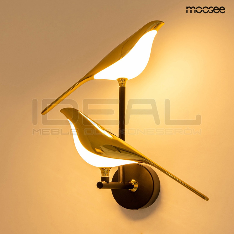 Kinkiet glamour BIRD Twin ptaszek złoty