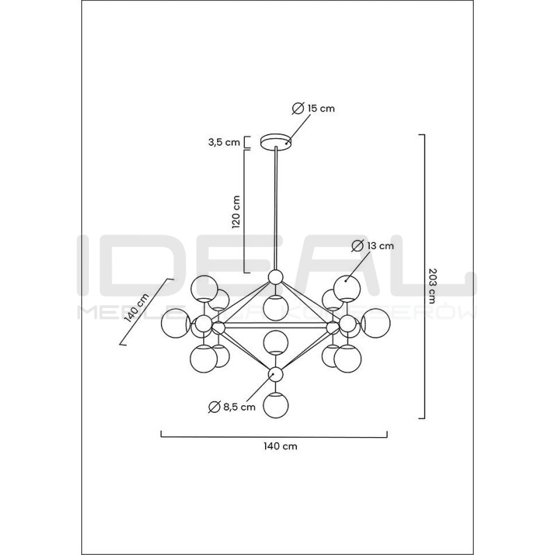 Lampa wisząca czarna Planetario ASTRIFERO 15