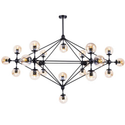 Lampa ASTRIFERO 21 czarna klosz bursztynowy