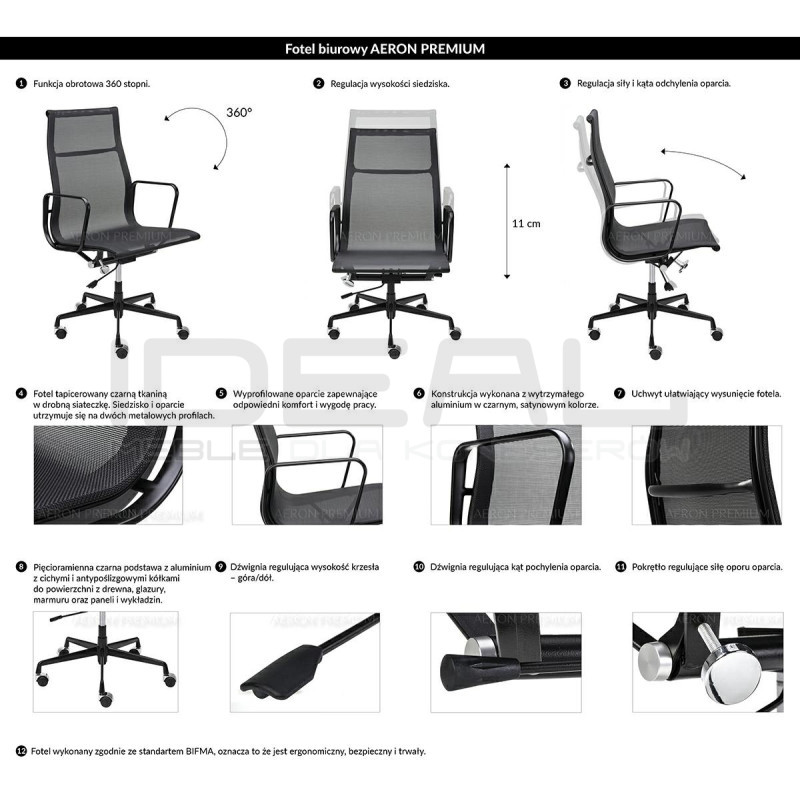 Fotel biurowy AERON PREMIUM chrom