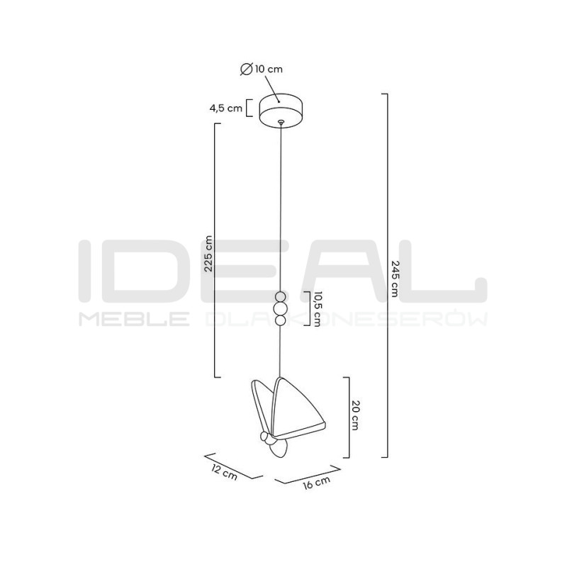 Lampa wisząca glamour BUTTERFLY S motyl złota