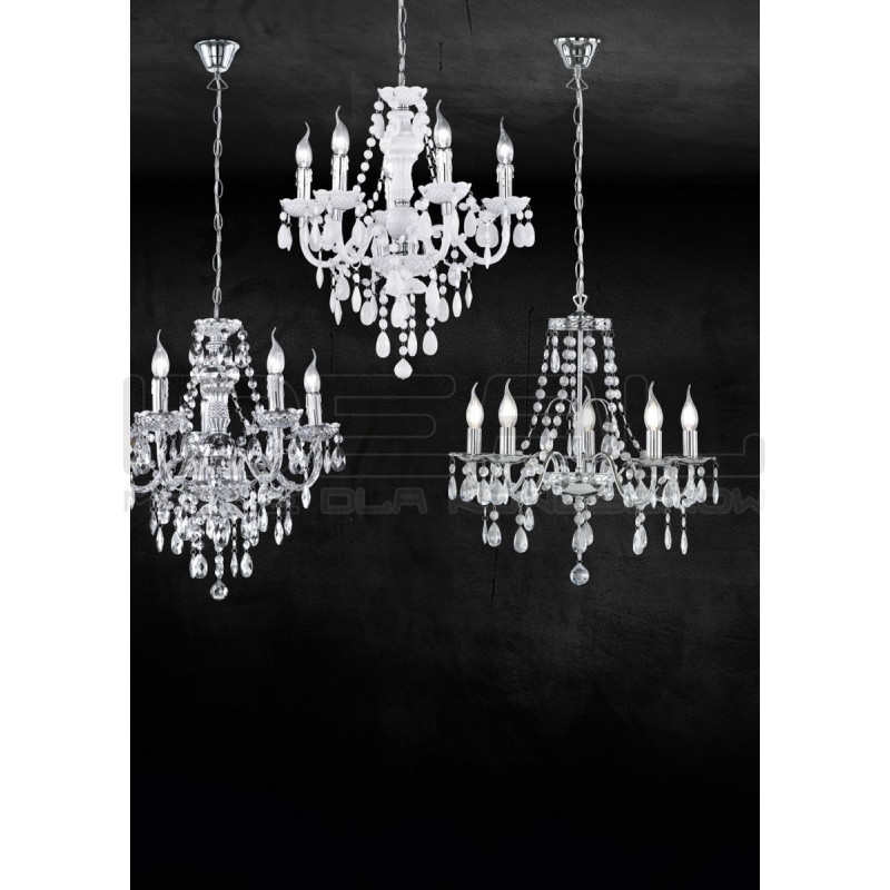 Żyrandol glamour Baroc 5 biały barokowy