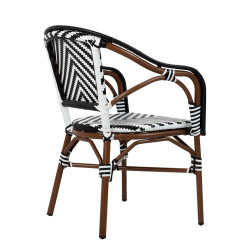 Krzesło ogrodowe CAFE AZURE z podłokietnikami biało czarne