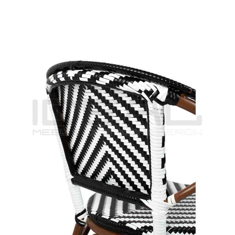 Krzesło ogrodowe CAFE AZURE z podłokietnikami biało czarne