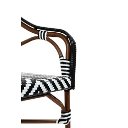 Krzesło ogrodowe CAFE AZURE z podłokietnikami biało czarne