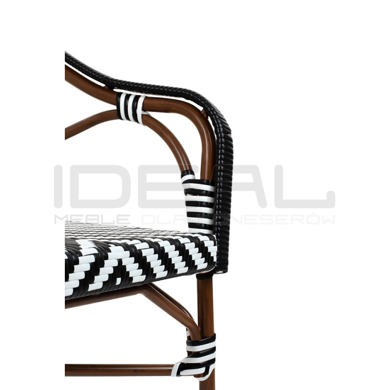 Krzesło ogrodowe CAFE AZURE z podłokietnikami biało czarne