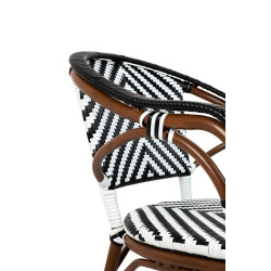 Krzesło ogrodowe CAFE AZURE z podłokietnikami biało czarne