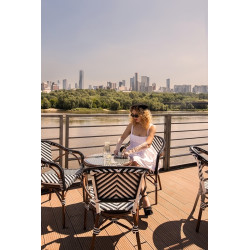 Krzesło ogrodowe CAFE AZURE z podłokietnikami biało czarne