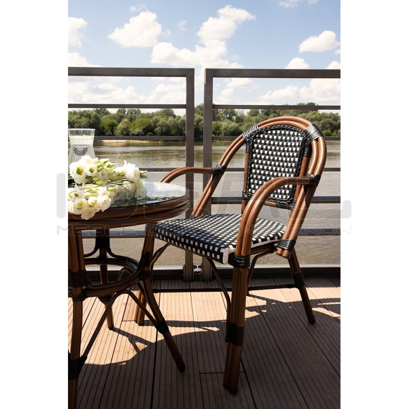 Krzesło Boho Caffe Paris z podłokietnikami