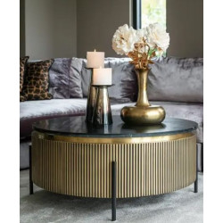 Stolik kawowy IRONVILLE 90 czarny marmur