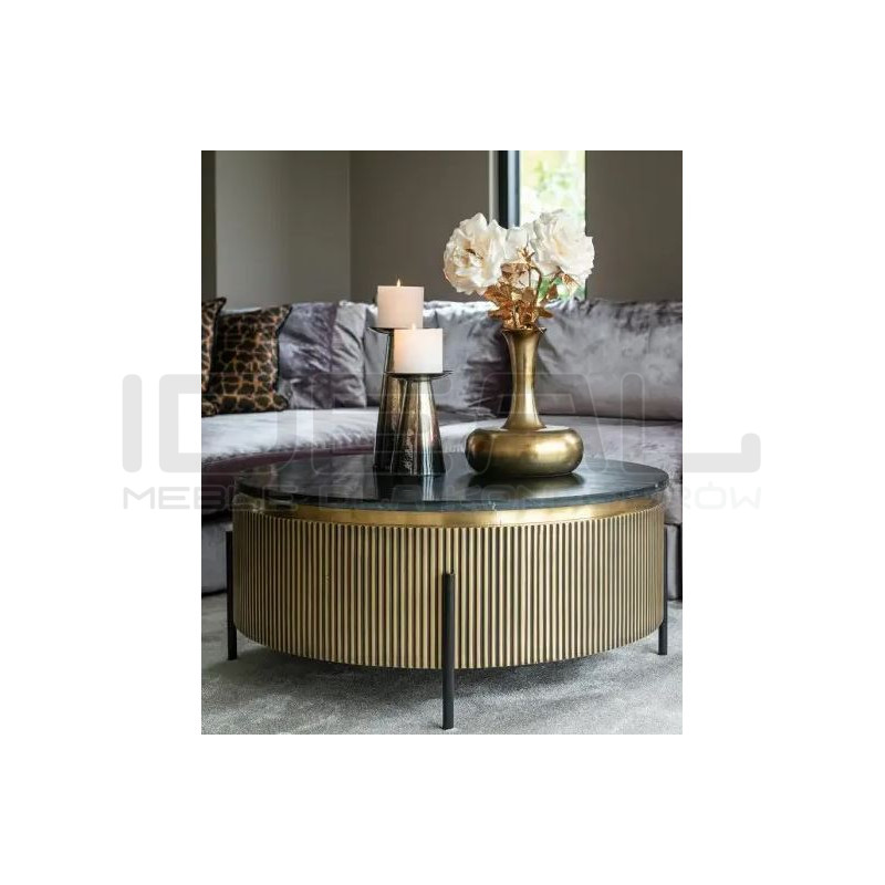 Stolik kawowy IRONVILLE 90 czarny marmur