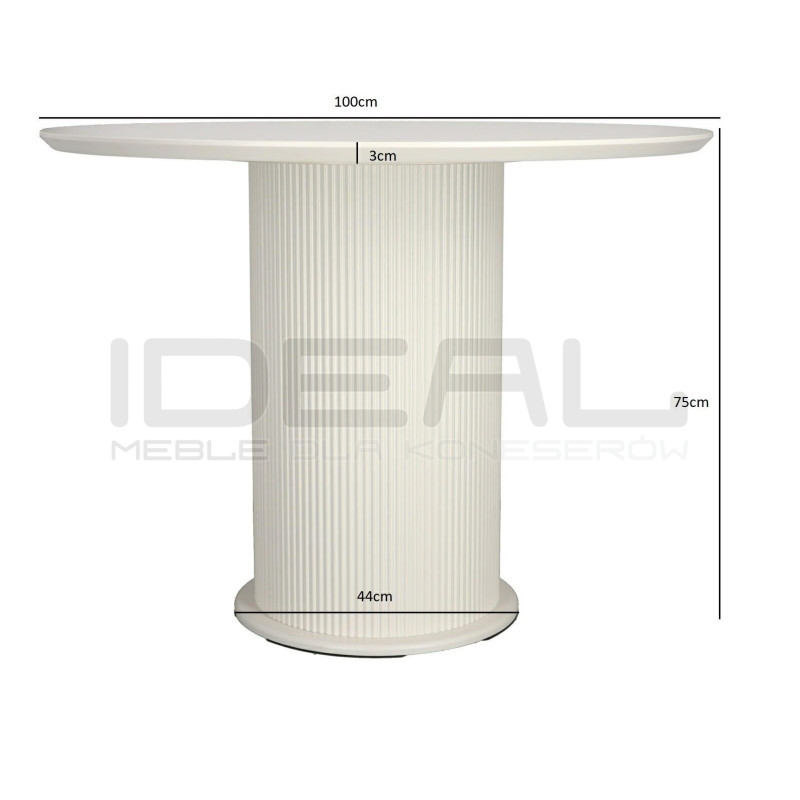 Stół okrągły Roma biały 100 cm MDF Melamina