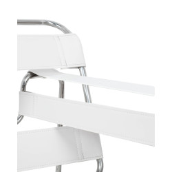 Fotel Ivan Wassily biały bauhaus ekoskóra metalowa podstawa