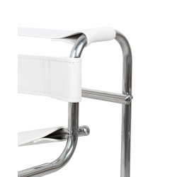 Fotel Ivan Wassily biały bauhaus ekoskóra metalowa podstawa