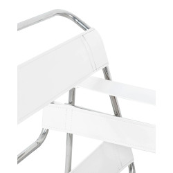 Fotel Ivan Wassily biały bauhaus ekoskóra metalowa podstawa