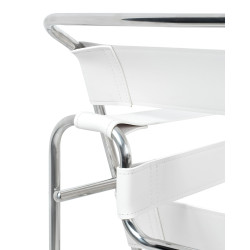 Fotel Ivan Wassily biały bauhaus ekoskóra metalowa podstawa