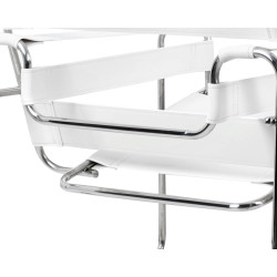 Fotel Ivan Wassily biały bauhaus ekoskóra metalowa podstawa