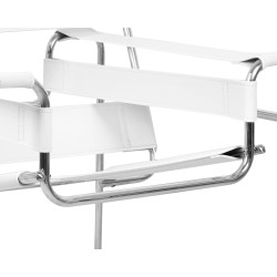 Fotel Ivan Wassily biały bauhaus ekoskóra metalowa podstawa