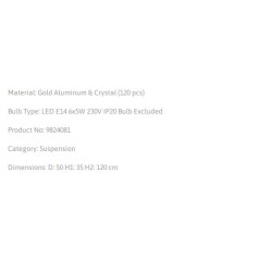 Lampa wisząca  Emperor I 50 złota glamour kryształ nad stół